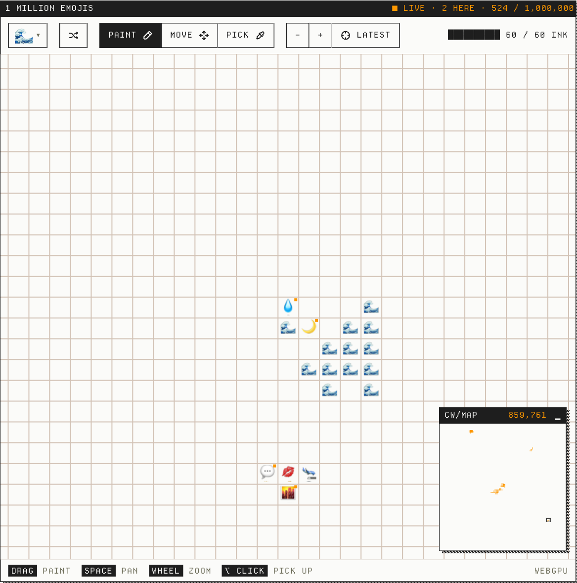 1 Million Emojis, a screenshot
